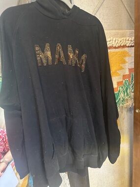 torrid Black Cowl Neck Sweater with Gold Stud 'MAMA'